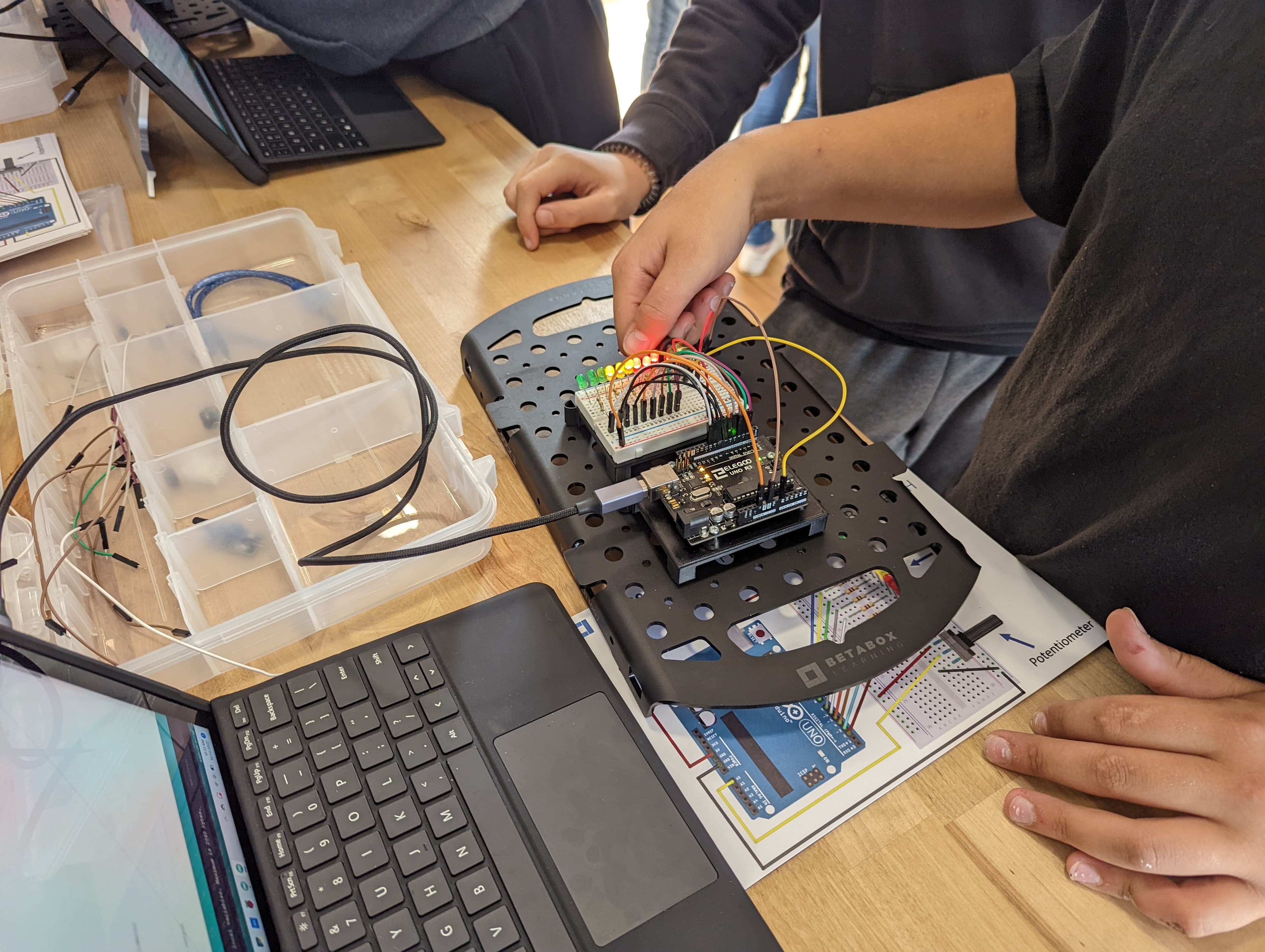 Student working on a STEM electronics project